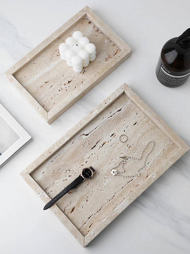Marble Serving Board - 미니멀리즘 대리석 트레이 (향수, 양초, 보석류