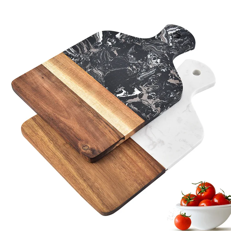 아카시아 나무와 대리석으로 만든 손잡이가 달린 주방용  - Marble Serving Board 리뷰 및 가격