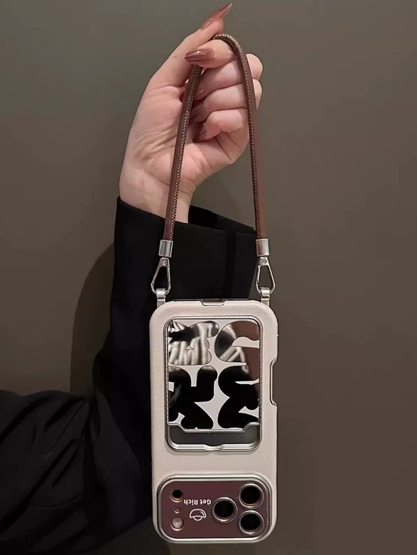 고급 가죽 미러 카드 홀더 손목 스트랩 폰 케이스 (아 - Leather Card Wallet 리뷰 및 가격
