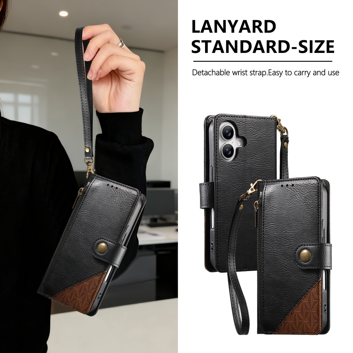 PU 가죽 지퍼 손목 스트랩 플립 지갑 카드 슬롯 폰  - Leather Card Wallet 리뷰 및 가격